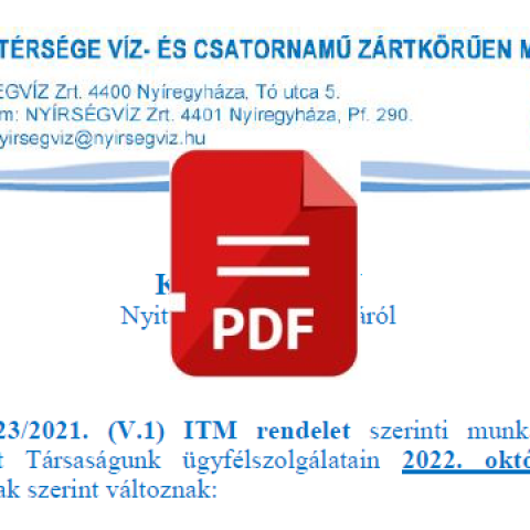 Tájékoztatás ügyfélszolgálat nyitva tartásának változásáról